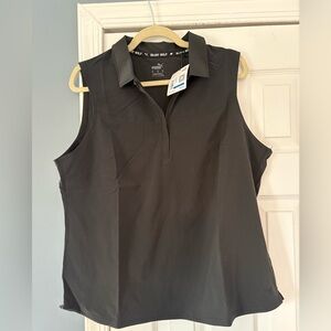 NWT Black Sleeveless Puma golf polo. Size XL